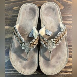 UGG Tasmina Womens Sz 10 Brown Beach Walking Outdoor Flip Flop Thong Sandals EUC